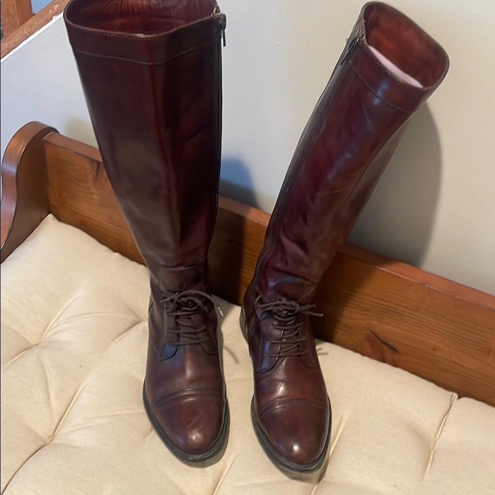 Johnston & Murphy Brown Lace Up Boots with Knee High Design and Classic Style